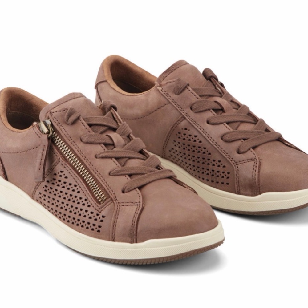 Earth Netta Women's Perforated Side-Zip Sneaker  Dark Natural